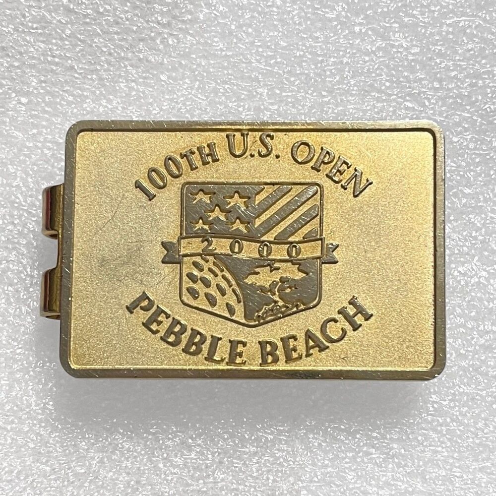 100th US Open Money Clip Pebble Beach Golf Course Gold Tone Anniversary 2000